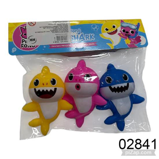 Imagen de MUÑECOS DE GOMA TIBURONES X3 C/CHIFLE 6.26